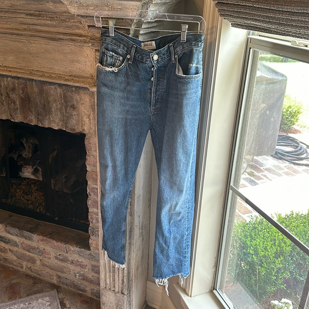 AGOLDE Dark wash denim high rise jeans, 28